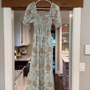 Hill House Blue and Brown Floral Dress. New with tags. Size XS